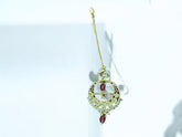 Exquisite Crescent Kundan Maang Tikka with Bead Detailing